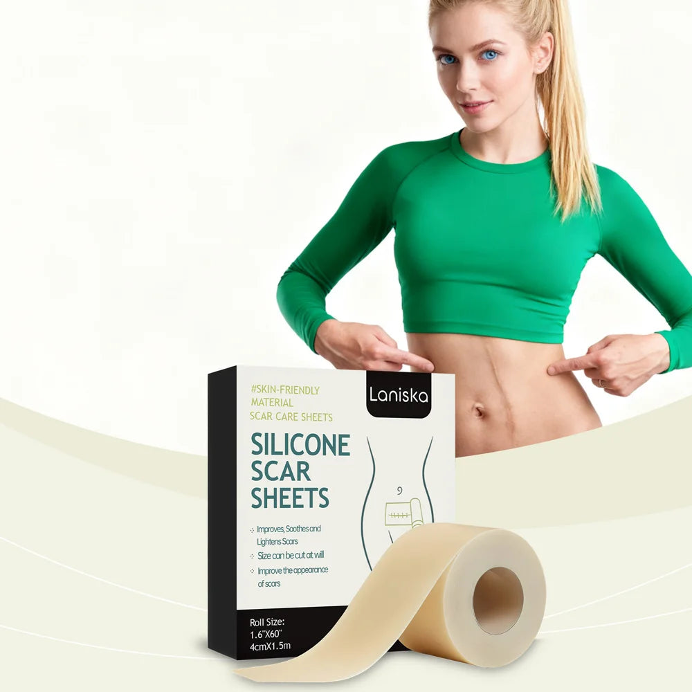 LANISKA Silicone Scar Tape 1.6 x 60 inch Scar Tape Removal Sheets for Surgical Scars, Tummy Tuck C-Section - 2