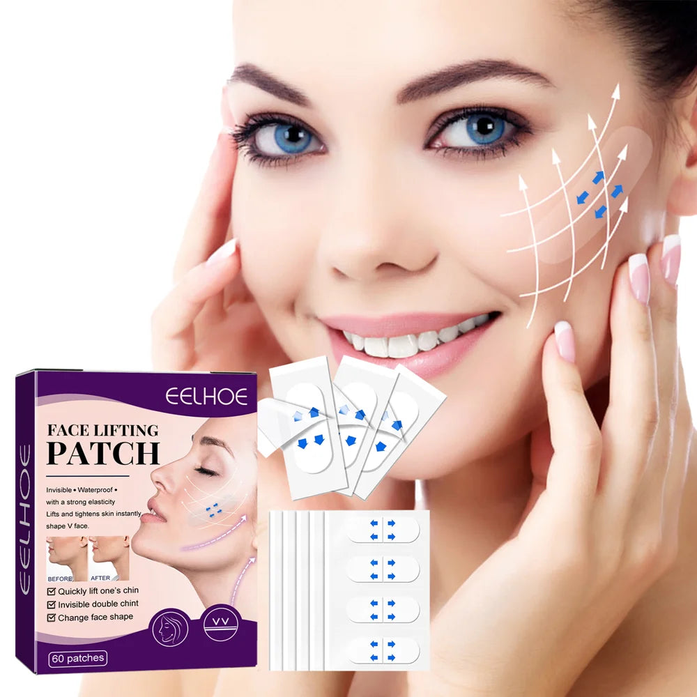 EELHOE 60PCS Invisible Face Lift Tape V Shape Firming Tightening Patches for Anti Wrinkle Jawline Sculpting - 2
