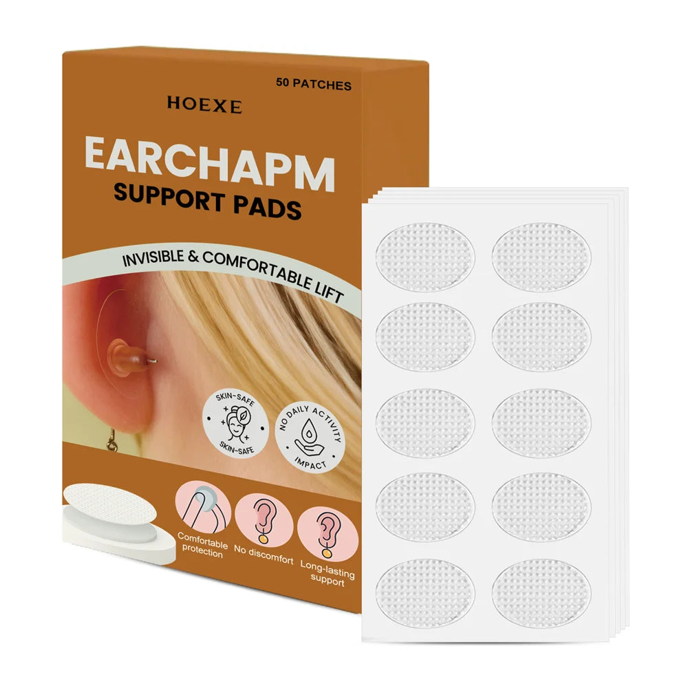 HOEXE 50Pcs Invisible Earlobe Support Patches Anti-Sagging Transparent PE Ear Lift Tape for Heavy Earrings - 50Pcs - 1