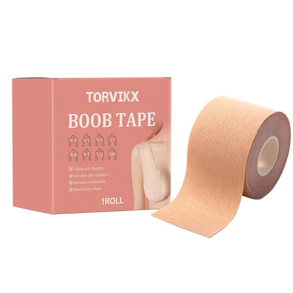 TORVIKX Breathable Breast Lift Tape Skin-Friendly Invisible Push Up Nipple Sticker Roll, Length: 5m - 1 Piece - 1