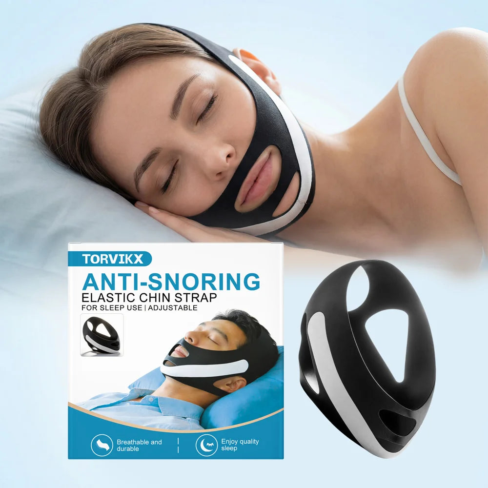 TORVIKX Stop Snoring Elastic Chin Strap Anti Snoring Sleep Aid Adjustable Snore Reduction Chin Belt - 2