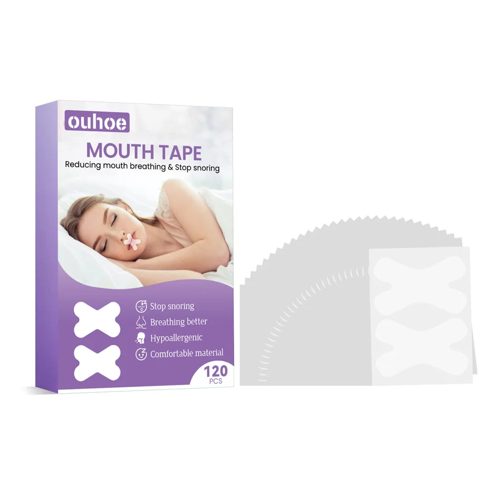 OUHOE 120Pcs Anti Snoring Mouth Tape Physical Breathing Aid Sleep Strips Improve Sleeping Mouth Sticker - 120Pcs - 1