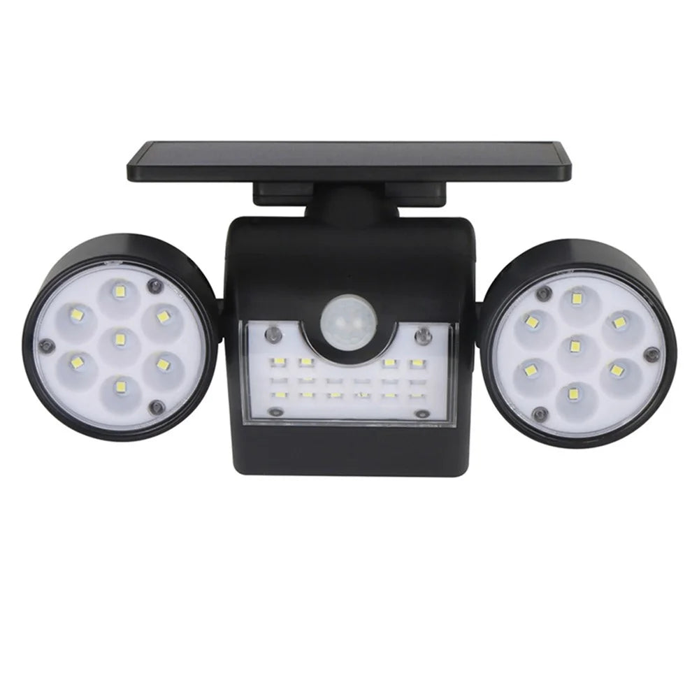 30-LED Solar Light Dual Head Solar Lamp PIR Motion Sensor Spotlight Waterproof Wall Outdoor Lights - White - 1