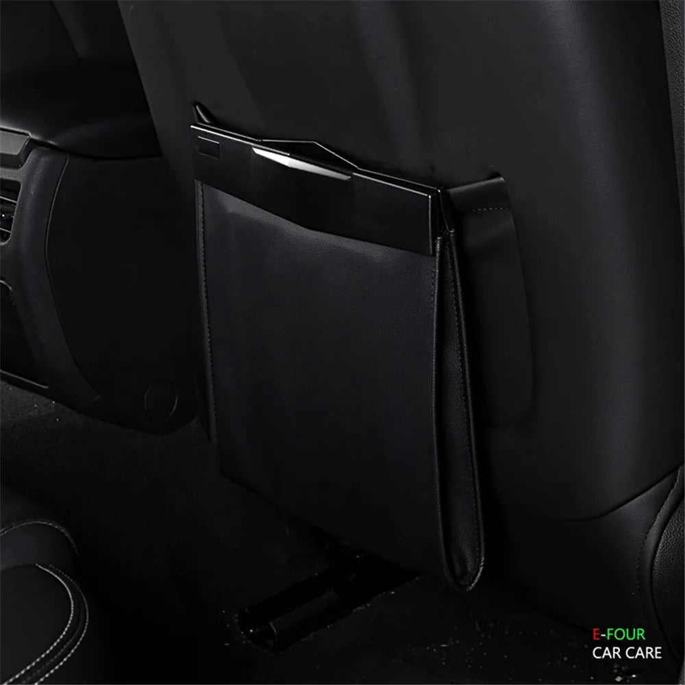 Foldable Car Hanging Seat Back Garbage Waste Bag Waterproof Organizer Storage Bag - Black - 2