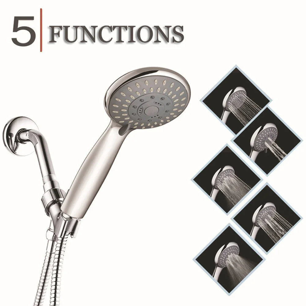 Bathroom 5 Way Multi-Function Water Saving Hand Held Shower Hose Shower Arm Set - 2