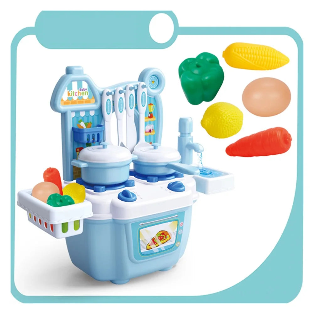 Children Kids Educational Play Set Kitchen Toys Plastics Dollhouse Dining Table - Blue - 3