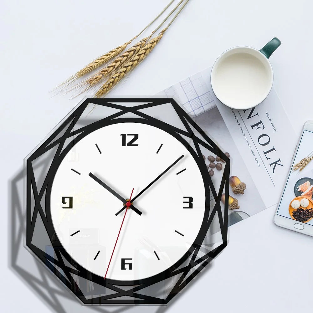 Rhombus Acrylic Wall Clock Silent Non Ticking Battery Operated Clock - 2