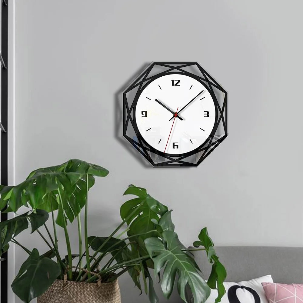 Rhombus Acrylic Wall Clock Silent Non Ticking Battery Operated Clock - 5