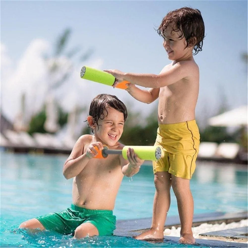 Children's High Pressure Water Pistol Outdoor Pull-type Toy Gun 33cm - Green/Orange - 1