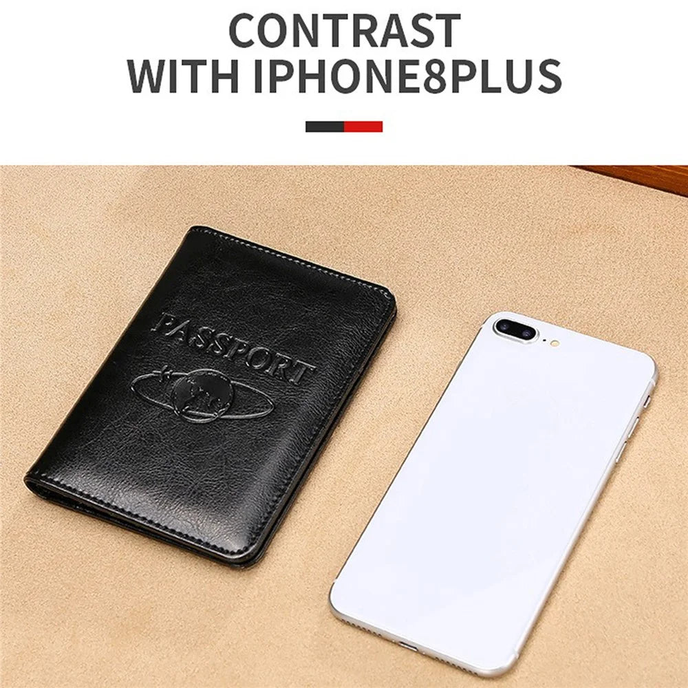 TP-8296 RFID Passport Holder Multifunctional Genuine Leather Travel Wallet with Card Slots  /  Ticket Pocket - Black - 4