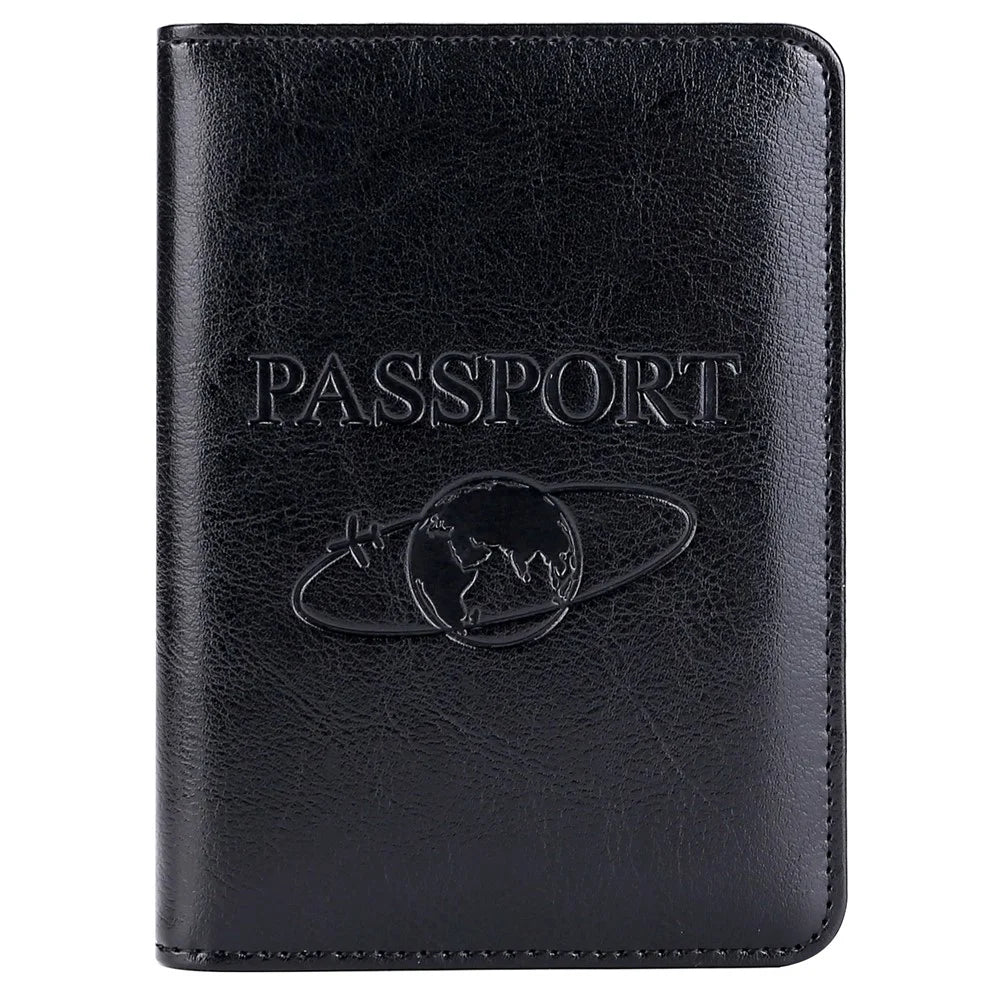 TP-8296 RFID Passport Holder Multifunctional Genuine Leather Travel Wallet with Card Slots  /  Ticket Pocket - Black - 6