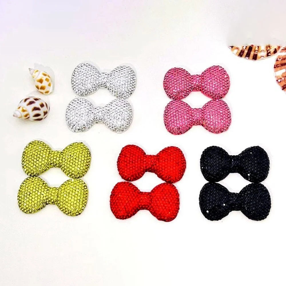 40x22mm DIY Phone Case Charms Rhinestone Decorated Clay Bowknot Ornament Accessory - Pink - 4