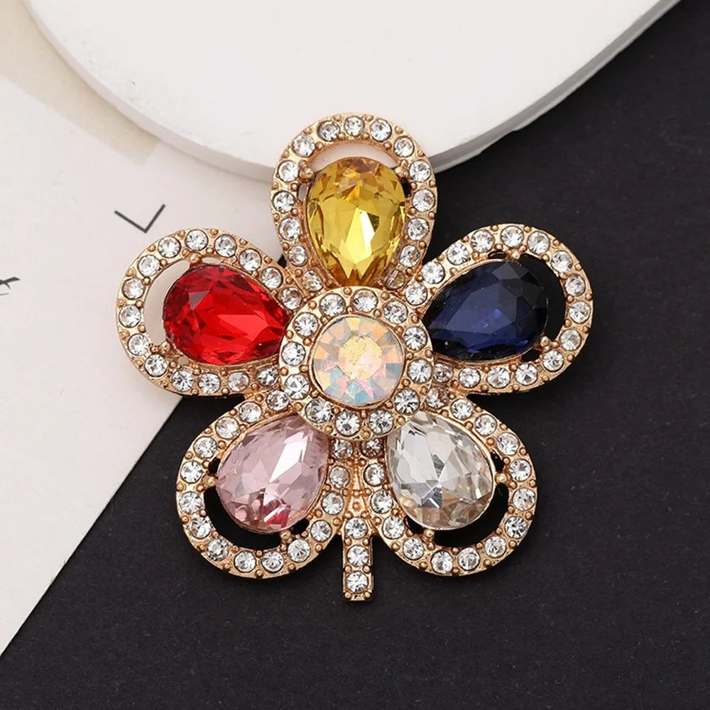 DIY Phone Case Charms Metal Alloy Water Drop Flower Rhinestone Decoration Phone Shell Accessories - Gold / Colorful - 2