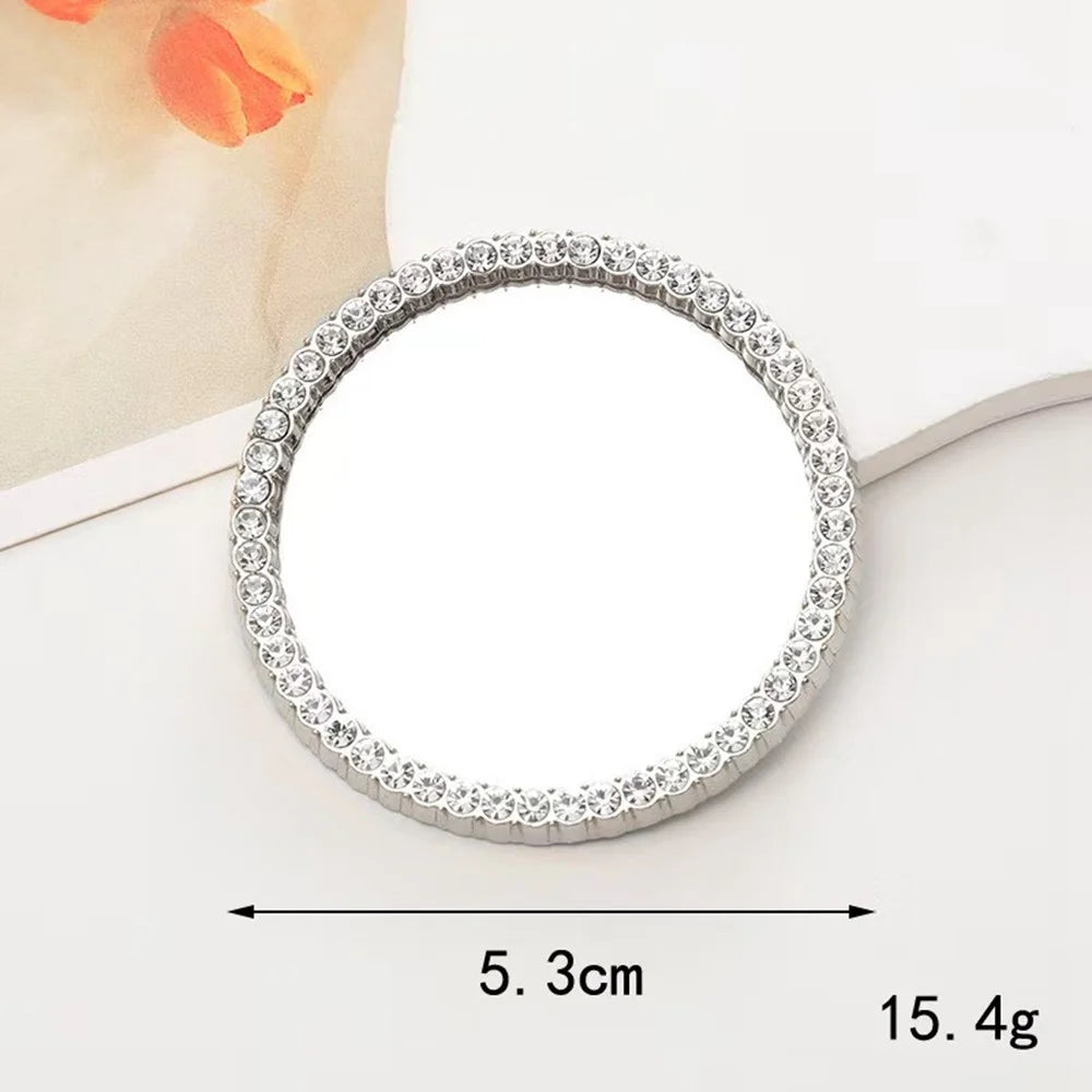 DIY Phone Case Charms Rhinestone Decor Round Mirror Design Phone Shell Accessories - Silver - 3