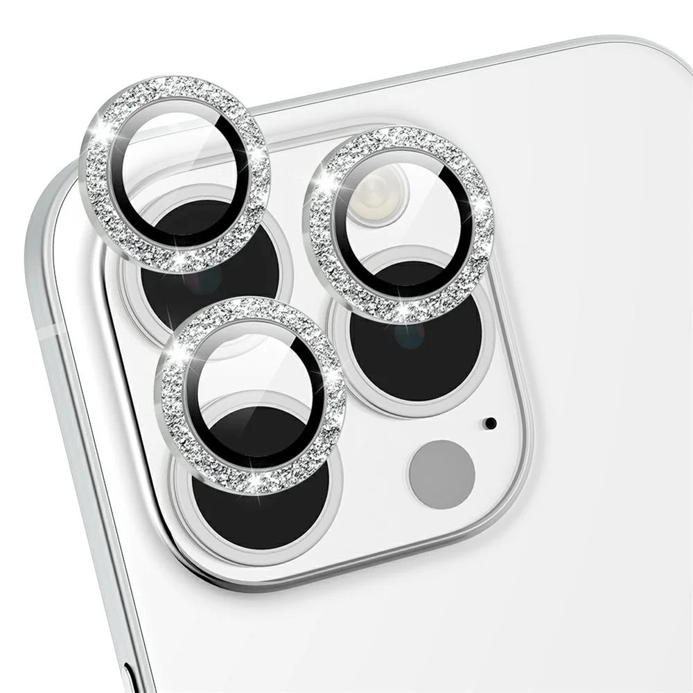 For iPhone 13 Pro / 13 Pro Max Camera Lens Protector Glitter Decor Metal Frame Lens Film with Installation Tool - 1