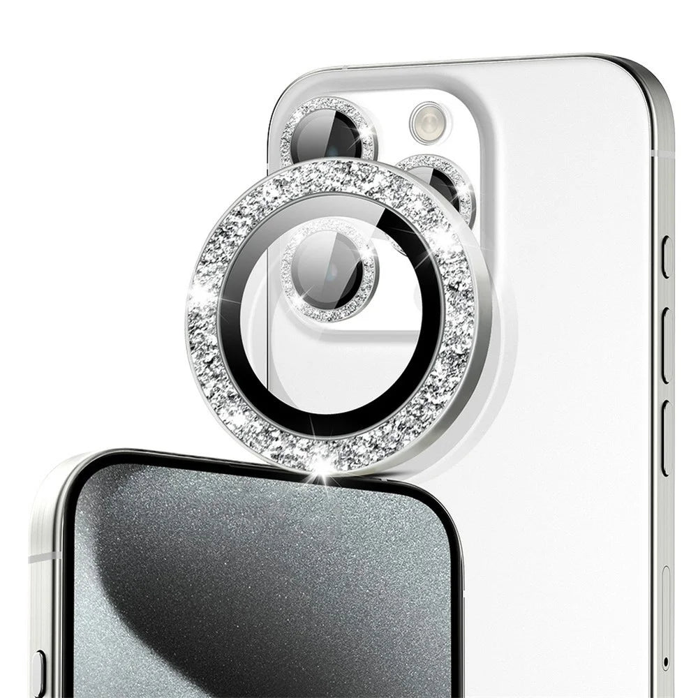 For iPhone 13 Pro / 13 Pro Max Camera Lens Protector Glitter Decor Metal Frame Lens Film with Installation Tool - 3