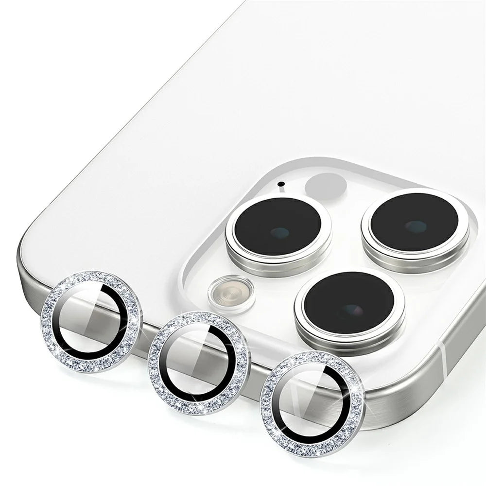 For iPhone 13 Pro / 13 Pro Max Camera Lens Protector Glitter Decor Metal Frame Lens Film with Installation Tool - 4