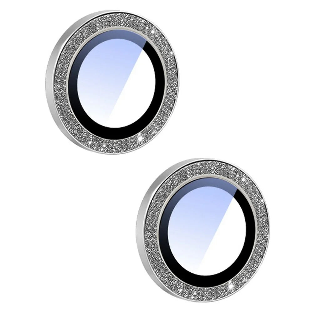 For iPhone 16 / 16 Plus	Camera Lens Protector Glitter Decor Metal Frame Lens Film with Installation Tool - 2