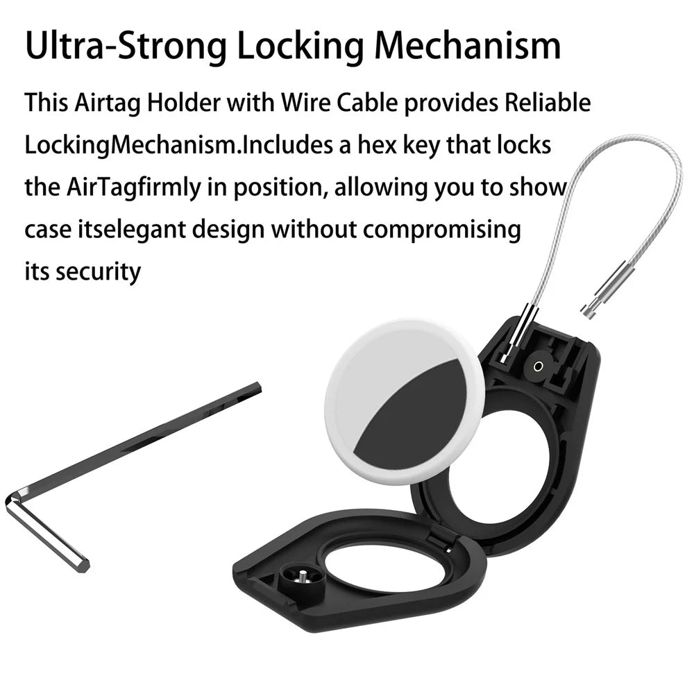 AT-43 2Pcs For AirTag Case Semi-Enclosed Smart Locator Protective Cover with Steel Wire - Black+White - 2