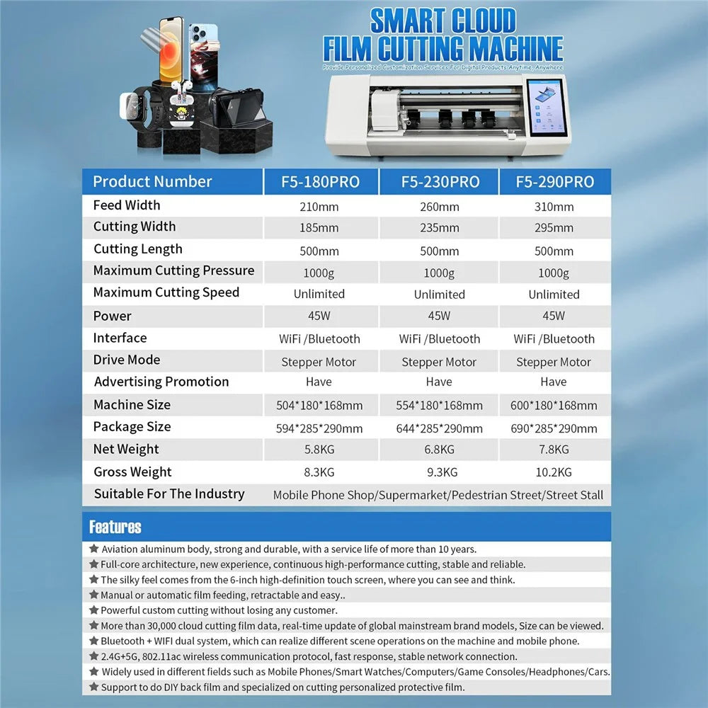 F5-230PRO 16 Inch Automatic Film Cutting Machine BT WiFi Dual System for Mobile Phones / Smart Watches / Computers - EU Plug - 7