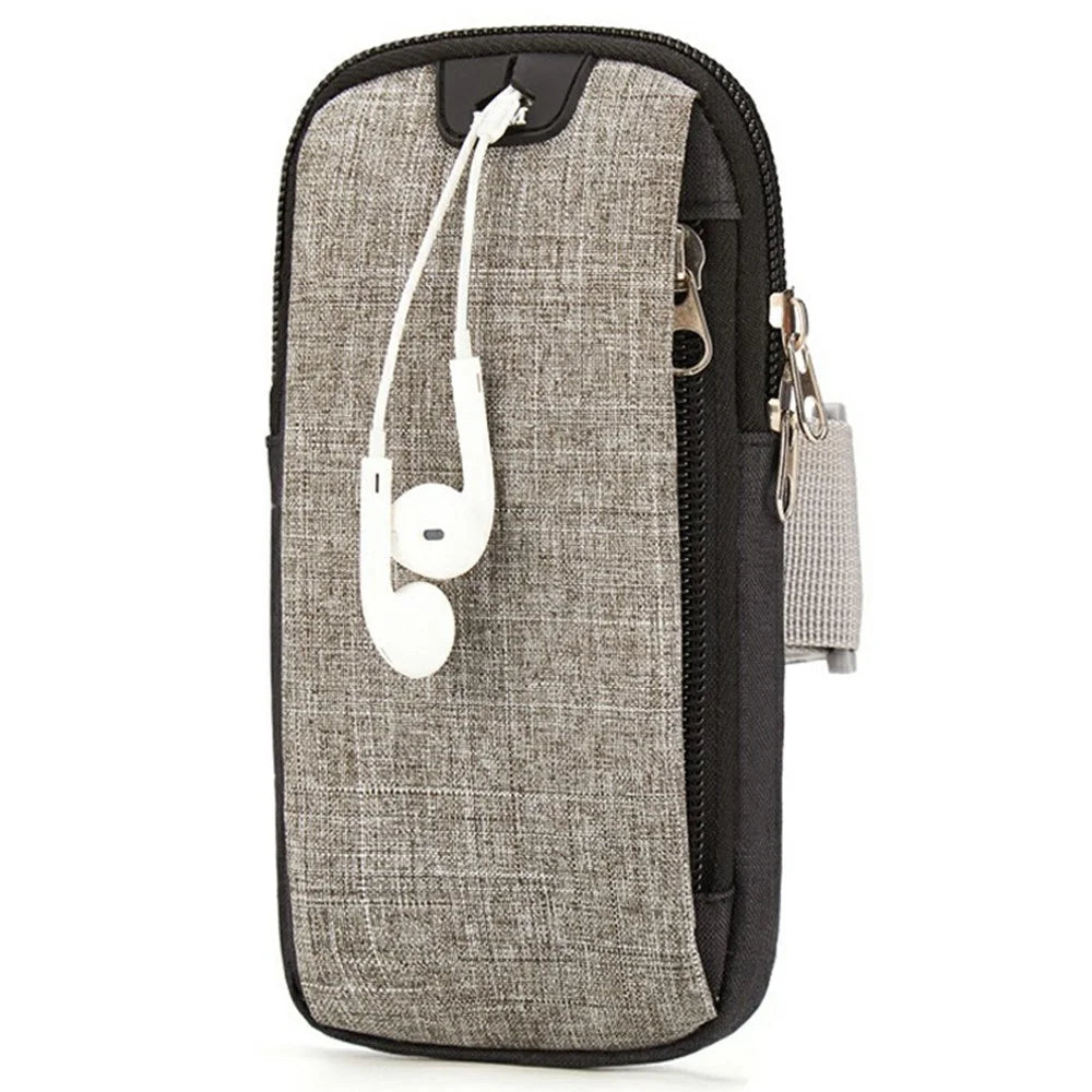 L&M X3009 Extended Size Outdoor Sports Phone Storage Armband Bag with Earphone Hole for Running Cycling - Grey - 1