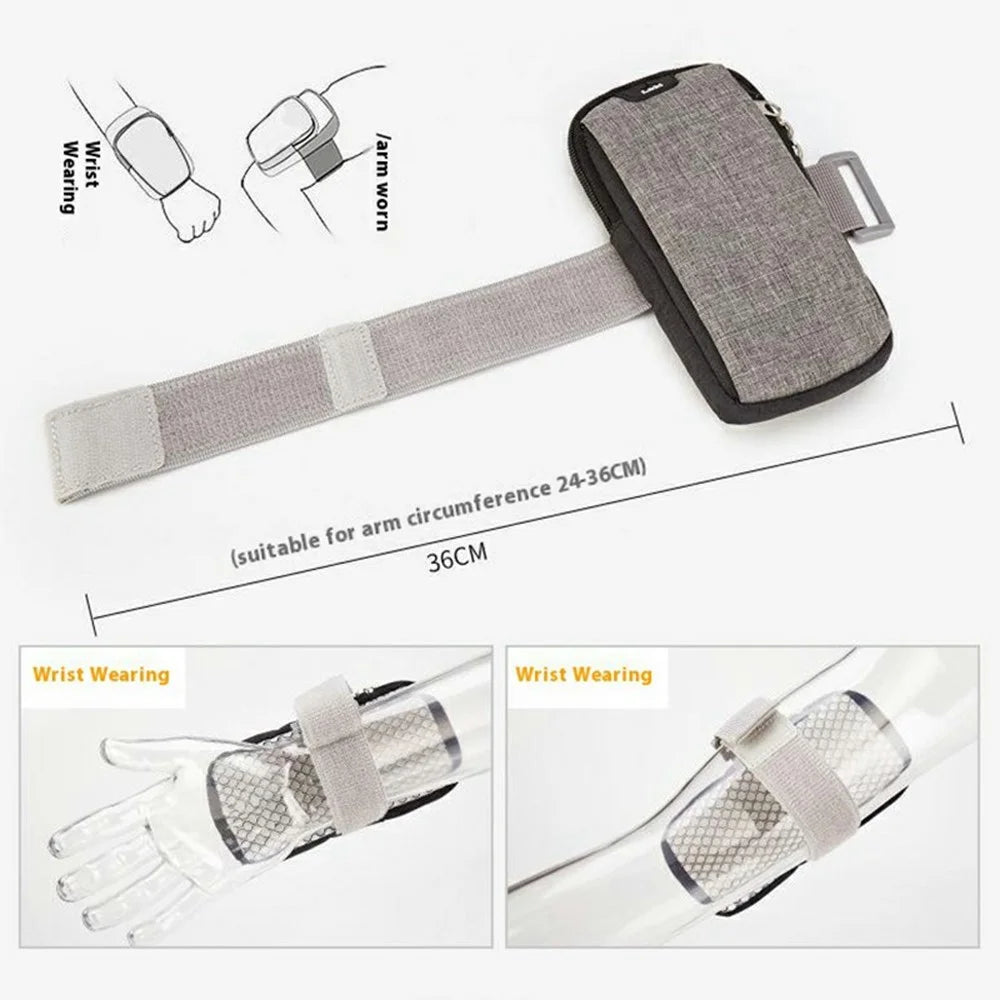 L&M X3009 Extended Size Outdoor Sports Phone Storage Armband Bag with Earphone Hole for Running Cycling - Grey - 3
