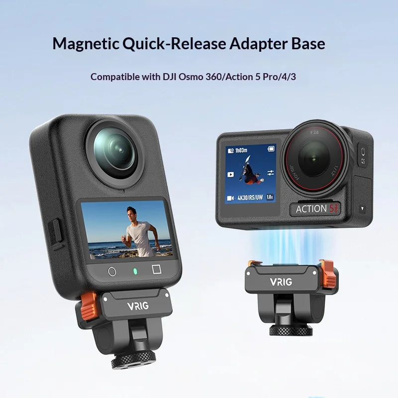 VRIG Magnetic Adapter for DJI Osmo 360/Action 5 Pro/4/3 Action Camera Quick Release Dual Lock Mount Base - 2