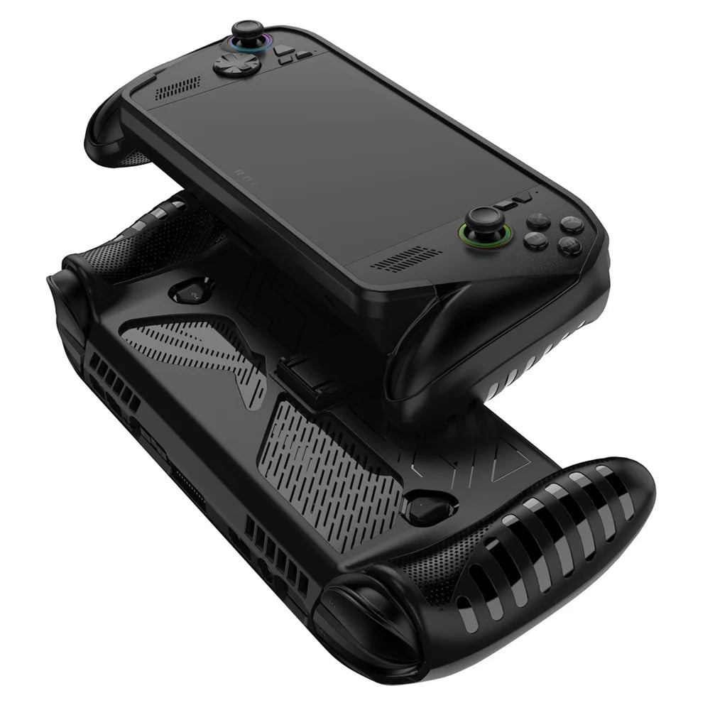 For Asus ROG Xbox Ally X (2025)/Ally (2025) Handheld Console Anti-Slip TPU Case Protective Cover Built-in Stand - Black - 2