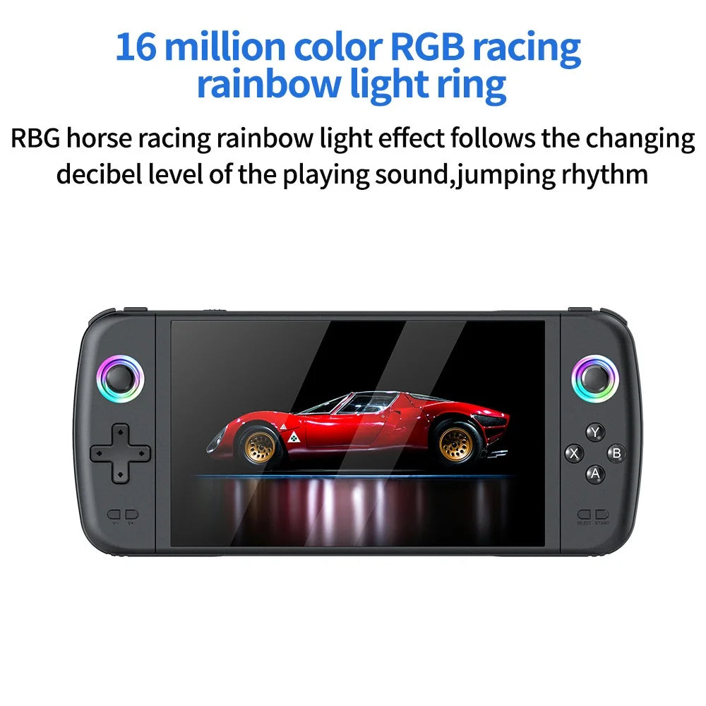 M27 7 Inch IPS Screen Handheld Game Console HD Output 20000+ Classic Games RGB Lighting Gamepad, with 64GB TF Card - 5