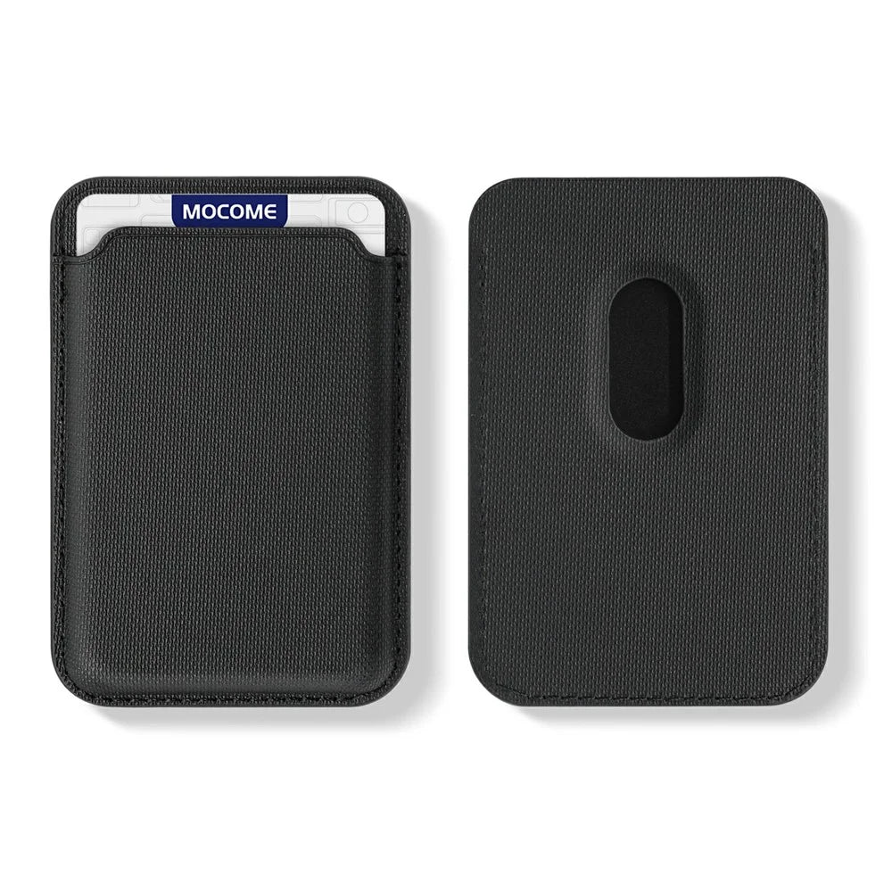 Magnetic Phone Card Holder RFID Blocking Grid Texture Leather Mobile Phone Back Card Case - Black - 2