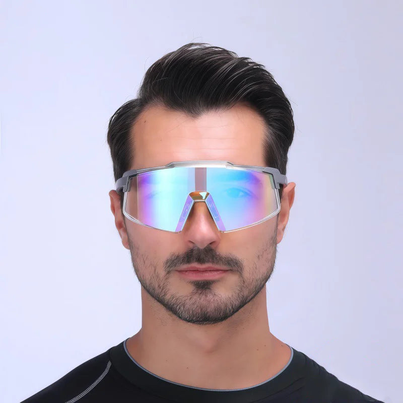 8699 Semi-rimless Frame Sports Sunglasses for Cycling Driving UV400 Protection Windproof Outdoor Eyewear - Black Frame Grey Lens - 5