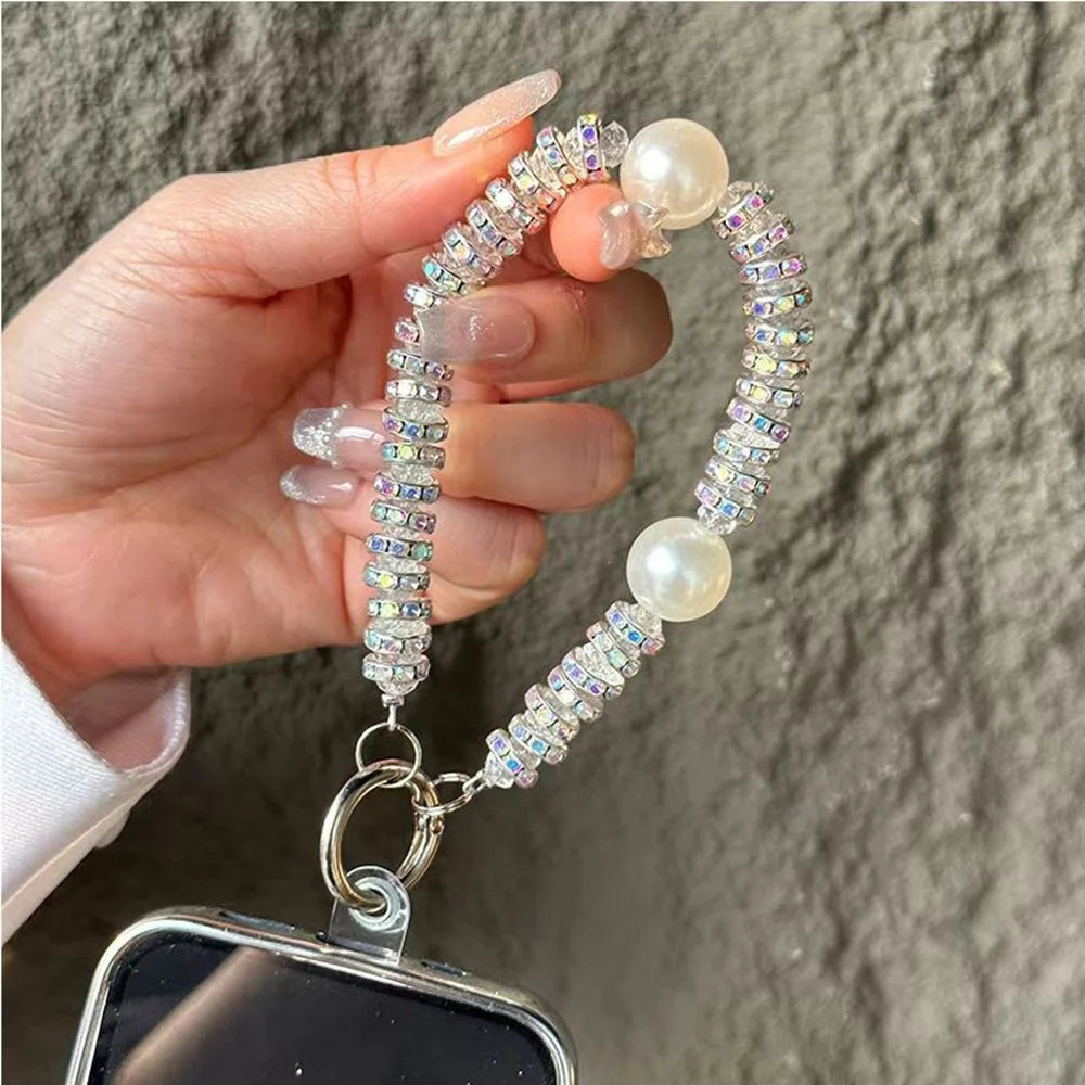11cm Phone Chain Crystal Rhinestone Pearl Lanyard Phone Strap with Metal Clasp for Mobile Accessories - 6