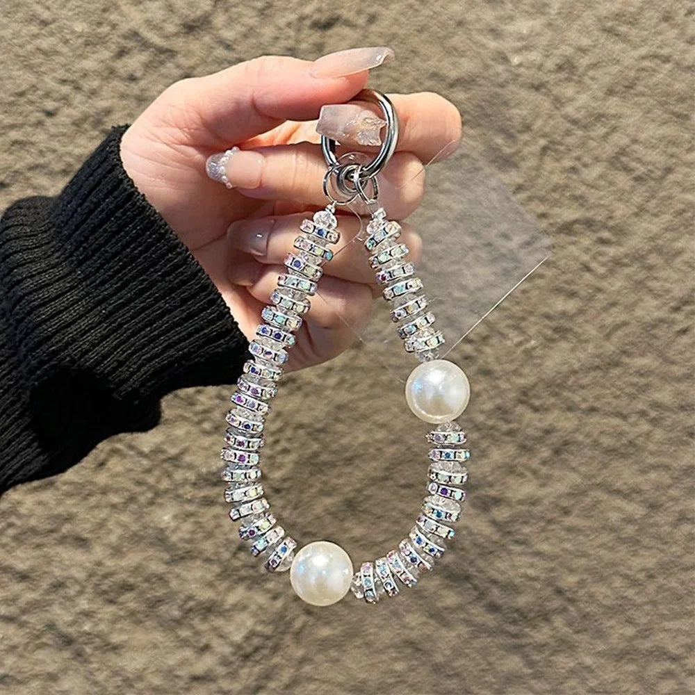 11cm Phone Chain Crystal Rhinestone Pearl Lanyard Phone Strap with Metal Clasp for Mobile Accessories - 7