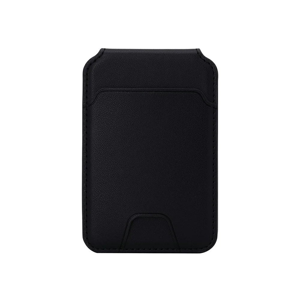 R20 Magnetic Card Holder PU Leather Phone Back Wallet Kickstand with Metal Ring Sheet - Black - 5