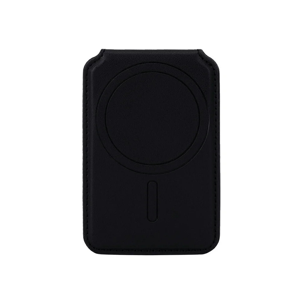 R20 Magnetic Card Holder PU Leather Phone Back Wallet Kickstand with Metal Ring Sheet - Black - 6