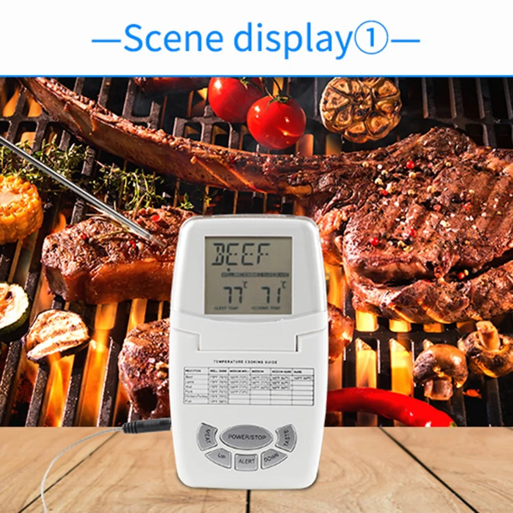 TS-84 Digital Meat Thermometer Waterproof Probe 8 Types 5 Doneness Levels Wireless BBQ Food Temperature - White - 5