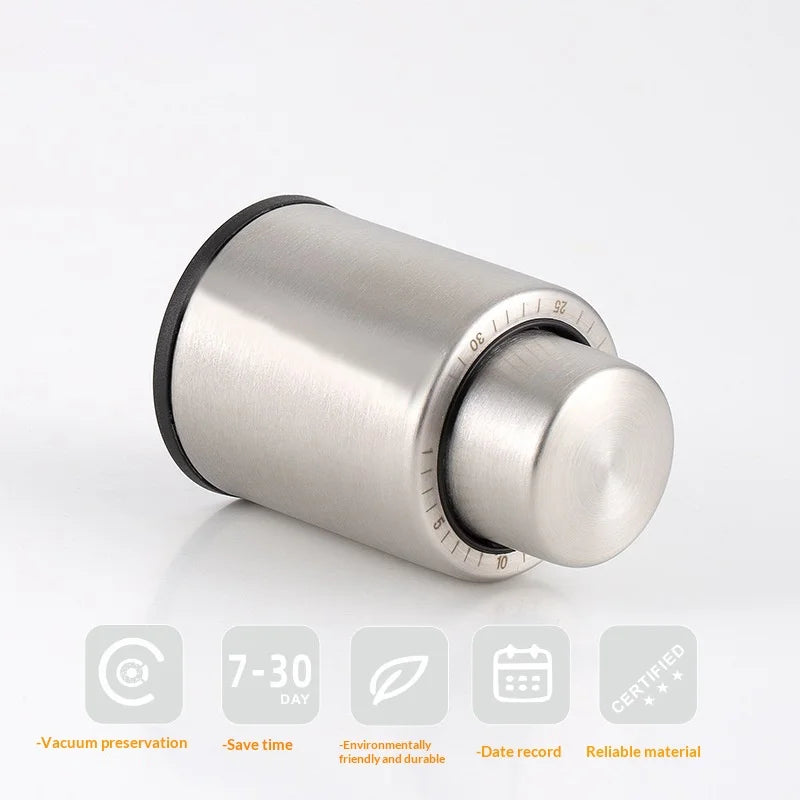 Stainless Steel Wine Vacuum Stopper with Date Dial Wine Preserver Sealer Pump for 750ml Bottle Storage - 4