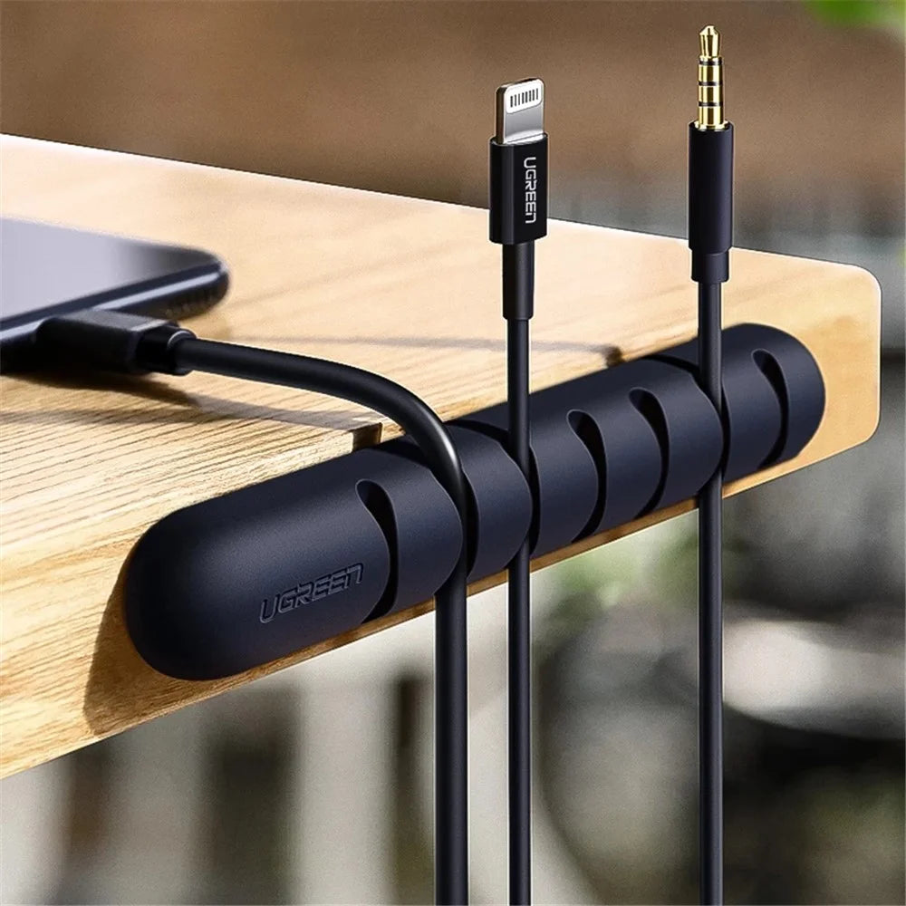 UGREEN 2Pcs Cable Organizer Clips Cord Holder 7 Slots Self Adhesive Silicone Cable Management - 3