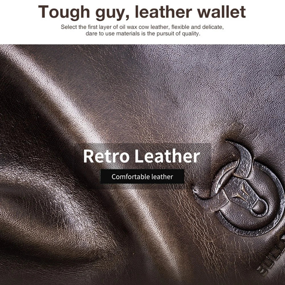 BULLCAPTAIN 025 RFID Blocking Wallet Card Pouch Top-Layer Cowhide Leather Coin Storage Bag - Brown - 3