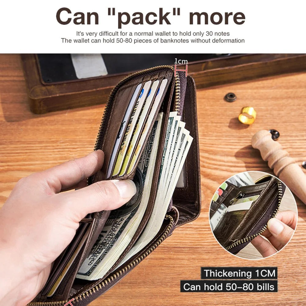 BULLCAPTAIN 025 RFID Blocking Wallet Card Pouch Top-Layer Cowhide Leather Coin Storage Bag - Brown - 4