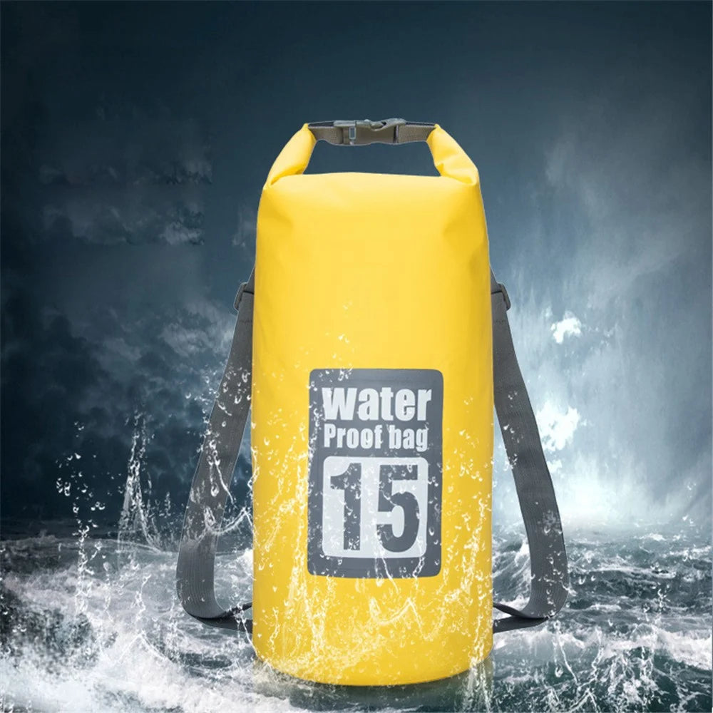 15L Waterproof Dry Bag Bucket Backpack for Kayaking Rafting Beach - Yellow - 3