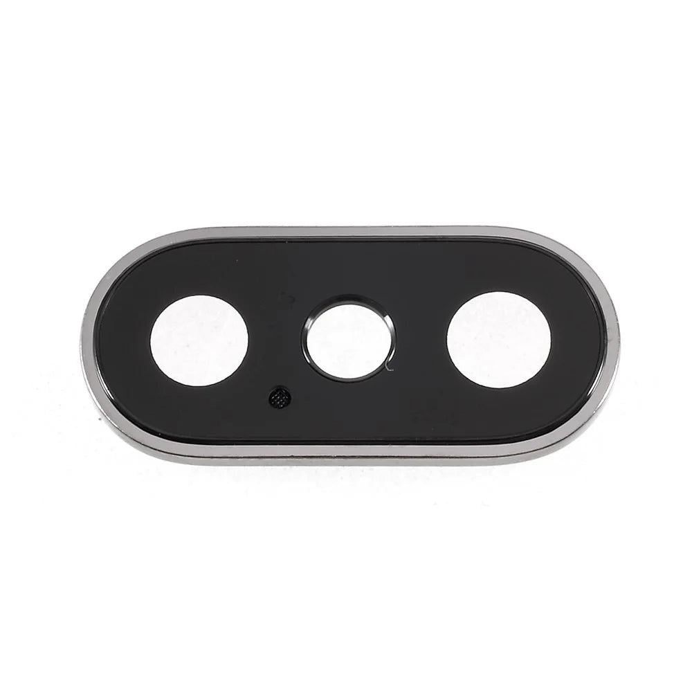 For iPhone X Back Camera Lens Ring Cover with Glass Lens - Silver - 4