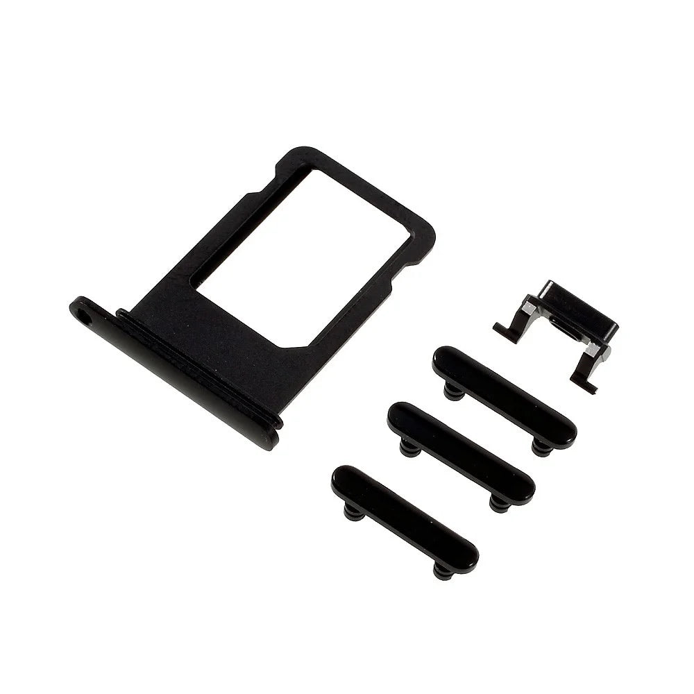 OEM for iPhone 7 Plus Side Button Set (Mute / Power / Volume Buttons + SIM Card Tray) - Jet Black - 1