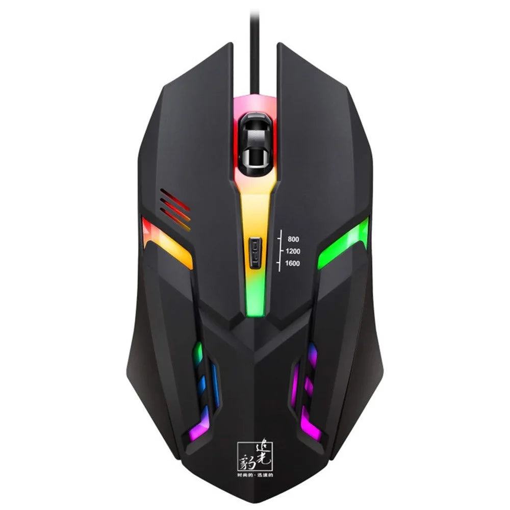 K2 Colorful LED Light 4-Button 2400DPI Optical USB Wired Gaming Mouse - 2