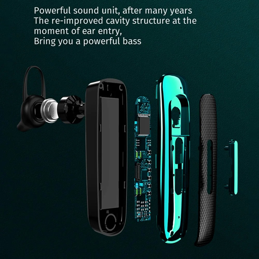 E1 Business Style Bluetooth-compatible 5.0 Earbuds Ear-hook Wireless Stereo Earphones - Black/Blue - 5