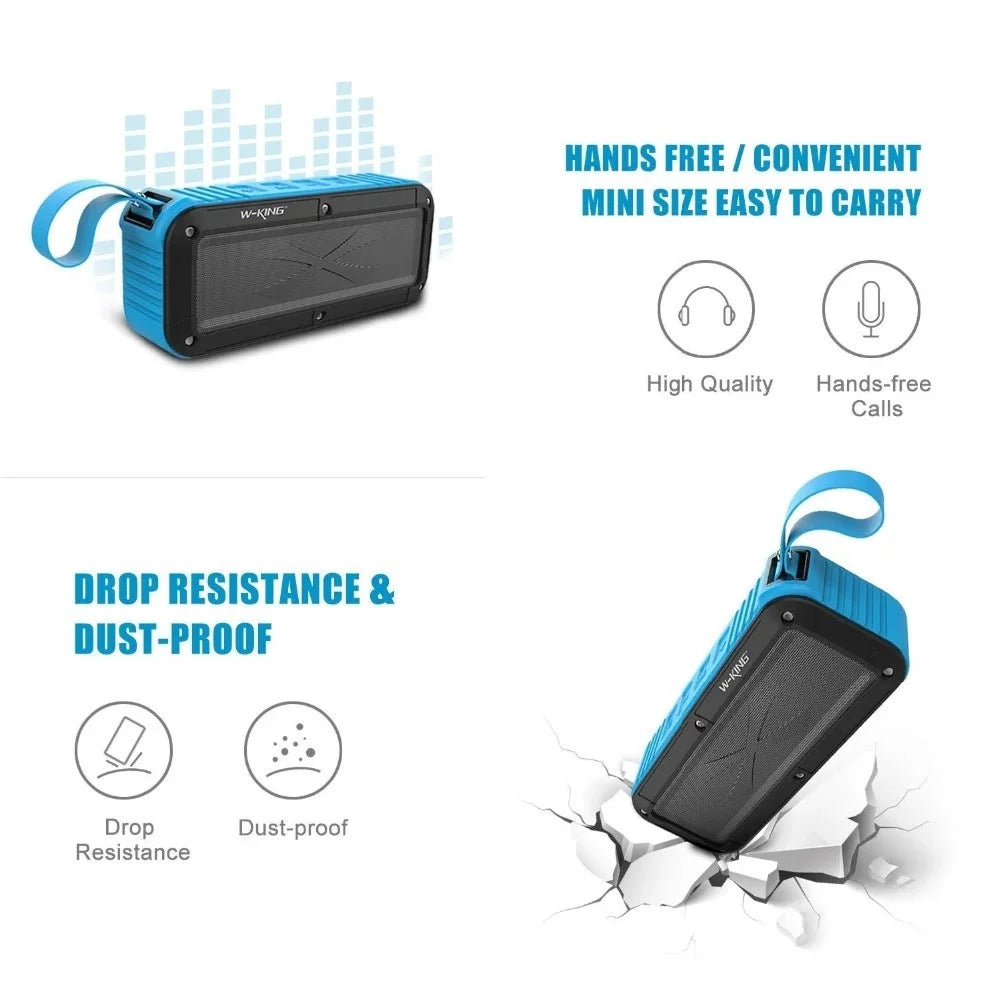 W-KING S20 Portable Outdoor IPX6 Waterproof Stereo NFC Bluetooth-compatible Speaker FM Radio Music Subwoofer - Green - 2