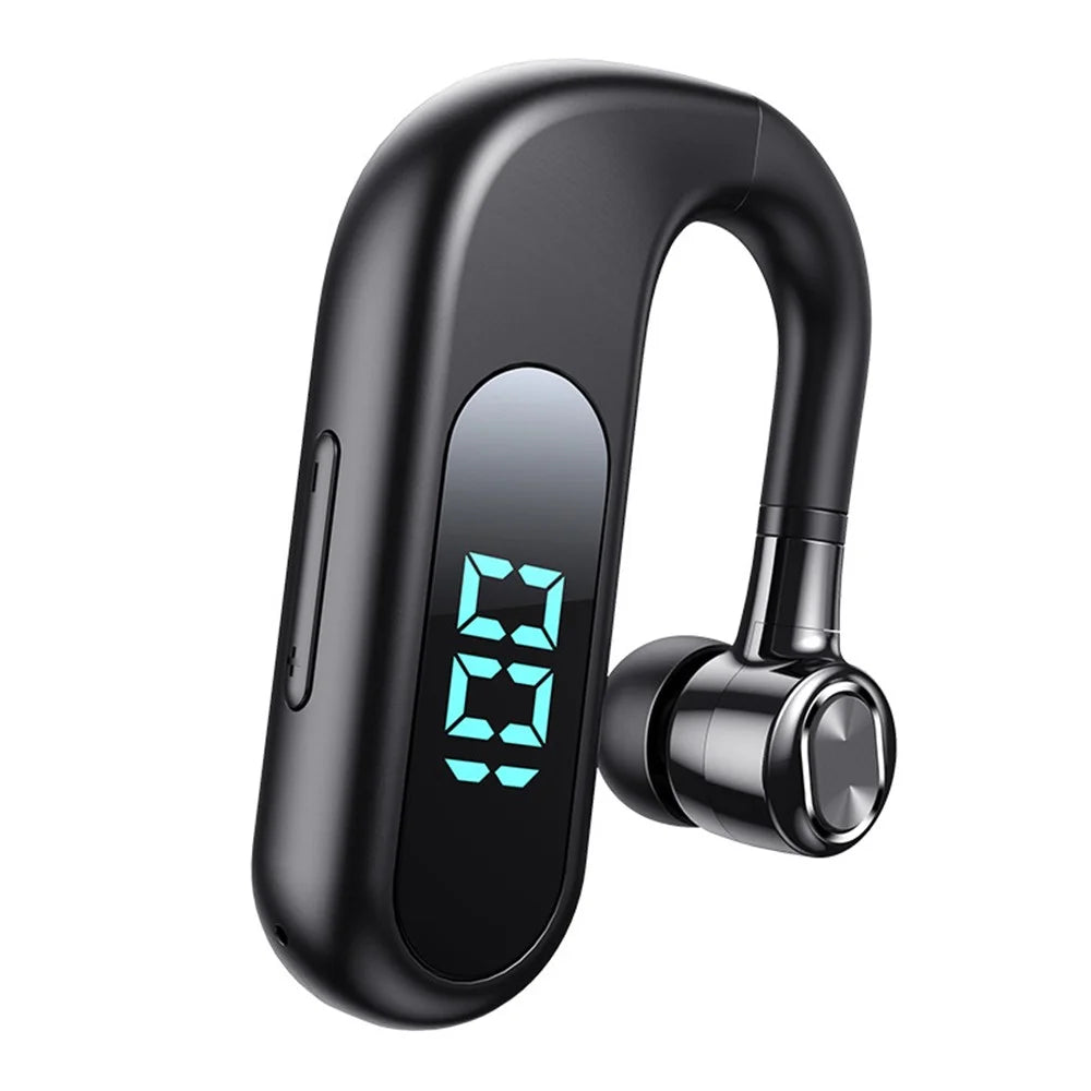 V13 Business Single Ear Earhook Wireless Bluetooth-compatible 5.2 Headset Hands-free Earphone with Smart Digital Display - Black - 1