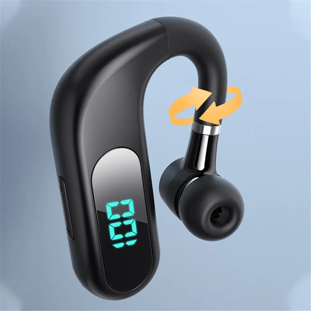 V13 Business Single Ear Earhook Wireless Bluetooth-compatible 5.2 Headset Hands-free Earphone with Smart Digital Display - Black - 2