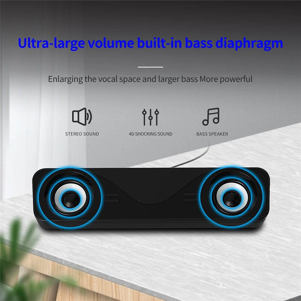 Y1 USB Wired Desktop Computer Speaker Stereo Bass Powerful Music Subwoofer - 6