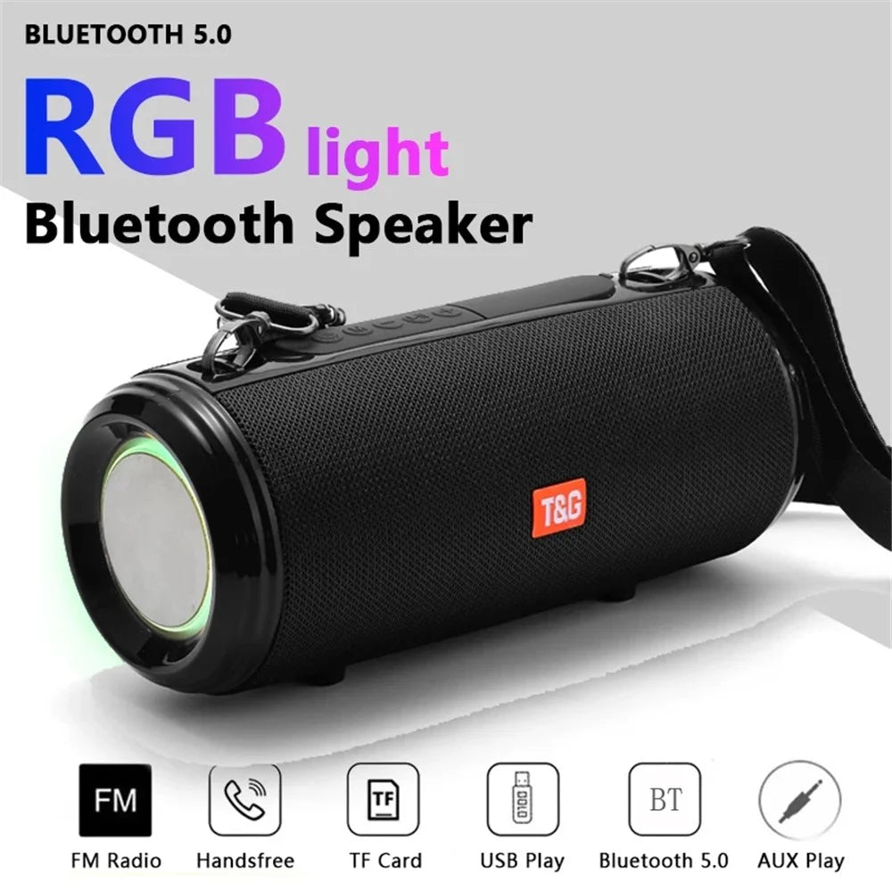 T&G TG537 RGB Light Bluetooth-compatible Speaker High Power Waterproof Portable Computer Subwoofer Speaker Support FM TF Card - Green - 2